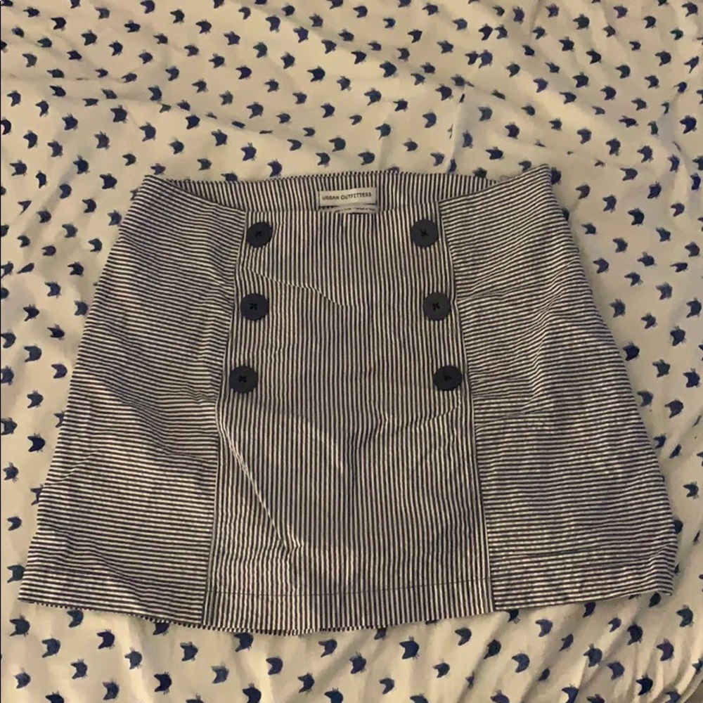 Blue & white seersucker skirt